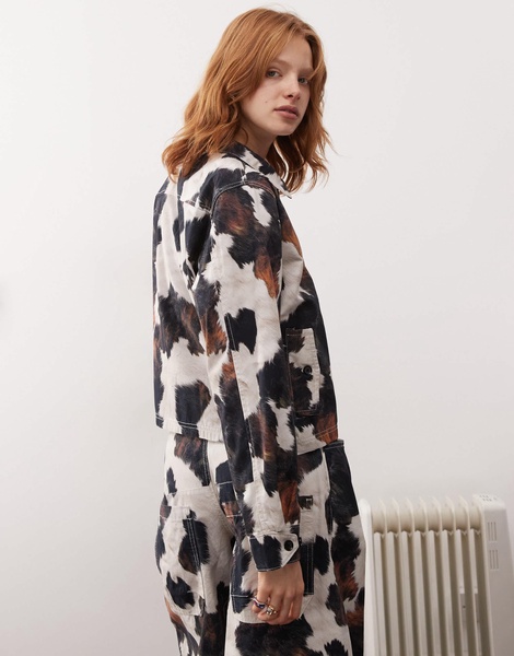 Reclaimed Vintage cow print zip up jacket - part of a set
