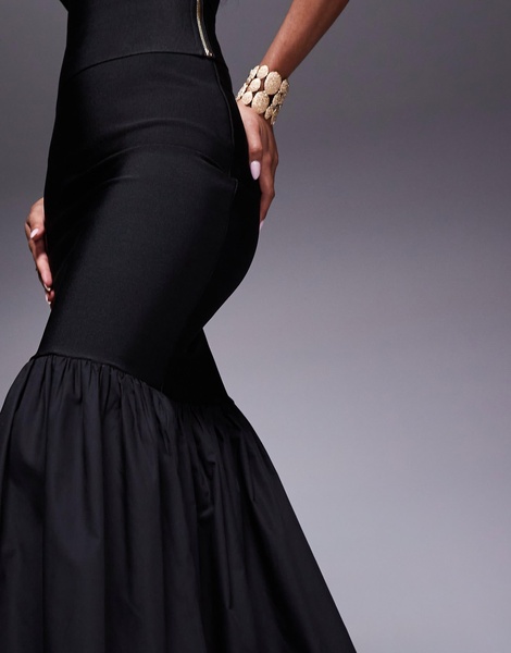 ASOS DESIGN peplum bandage maxi skirt in black - part of a set