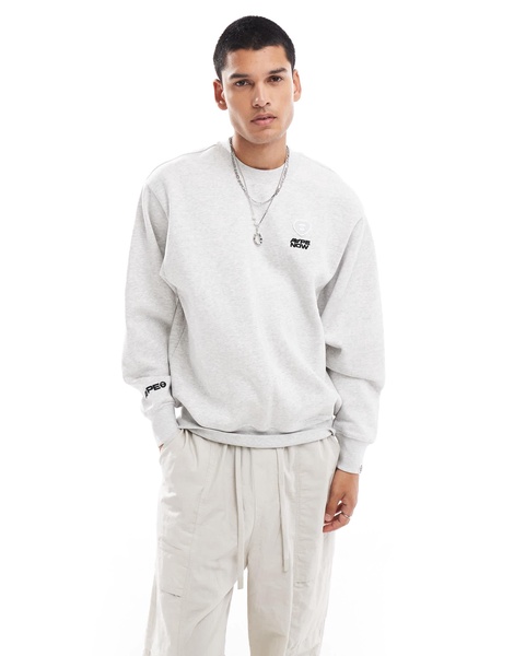 Aape By A Bathing Ape heart crew neck sweatshirt in gray heather