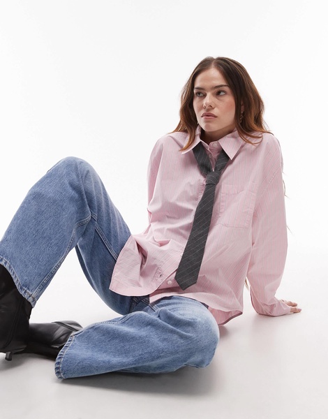 ARKET oversized shirt in pink stripes