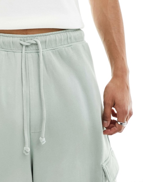 ASOS DESIGN unisex wide leg sweatpants with cargo pockets in washed green - part of a set