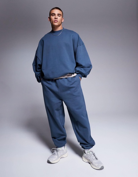 ASOS DESIGN premium heavyweight extreme oversized sweatshirt 400gsm in washed blue
