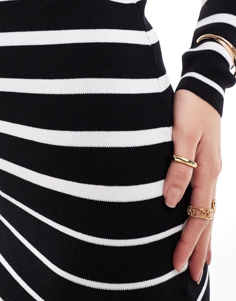Miss Selfridge stripe long sleeve knit compact rib mini dress