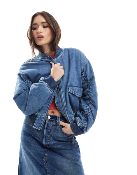 Levi's denim bomber jacket in mid wash blue