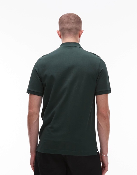 ARKET pique jersey short sleeve polo shirt in dark green