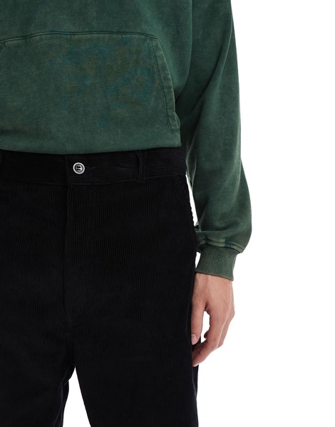 Bershka cord wide leg pants in black