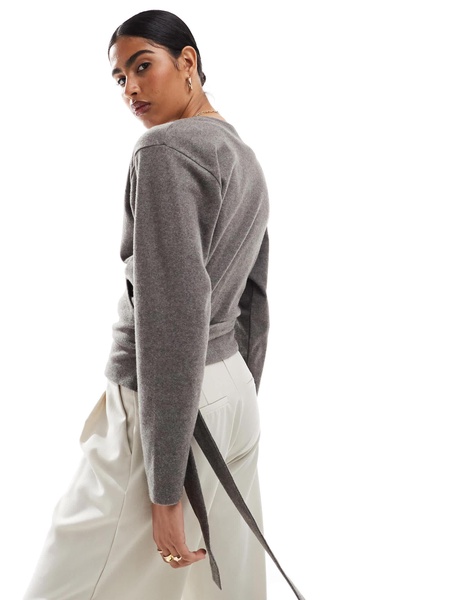 ASOS DESIGN supersoft wrap top in charcoal heather - part of a set