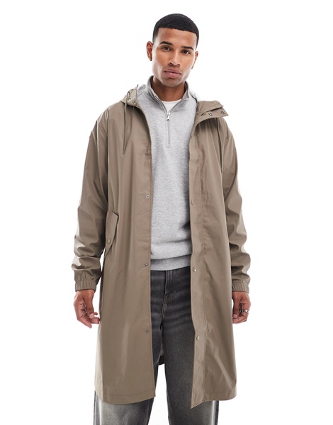 ASOS DESIGN rubberized rain jacket in mushroom
