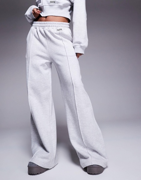 Weekend Collective wide leg pintuck sweatpants in gray heather