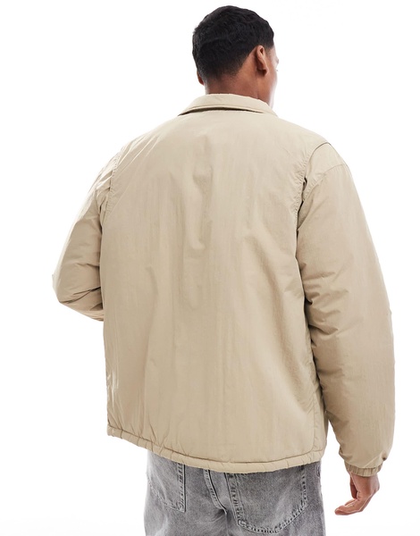 Jack & Jones nylon button through coach jacket in beige