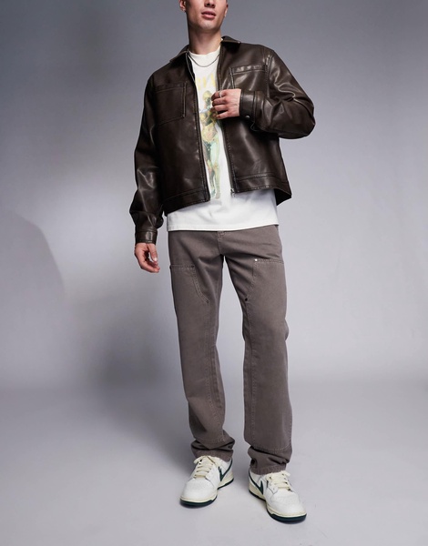 River Island relaxed carpenter jeans in brown