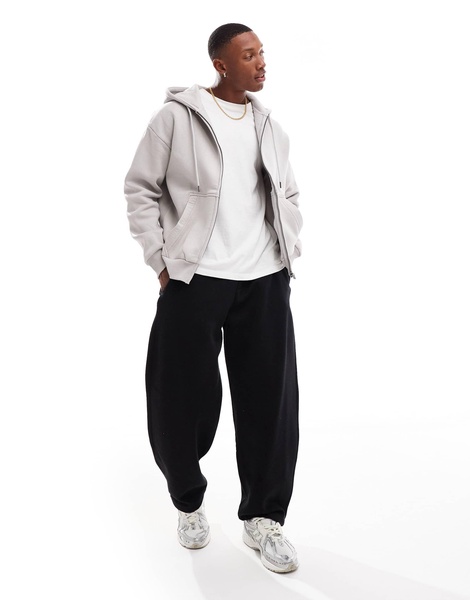 Bershka washed zip up hoodie tracksuit in gray