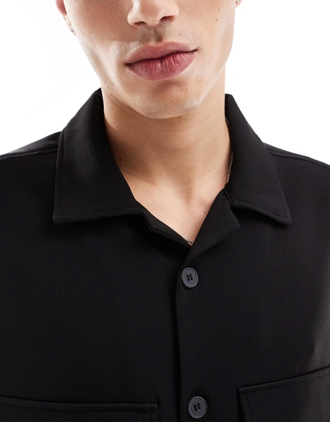 Bershka premium long sleeve shirt in black - part of a set