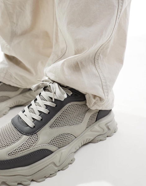 ASOS DESIGN sneakers in gray with mesh panels