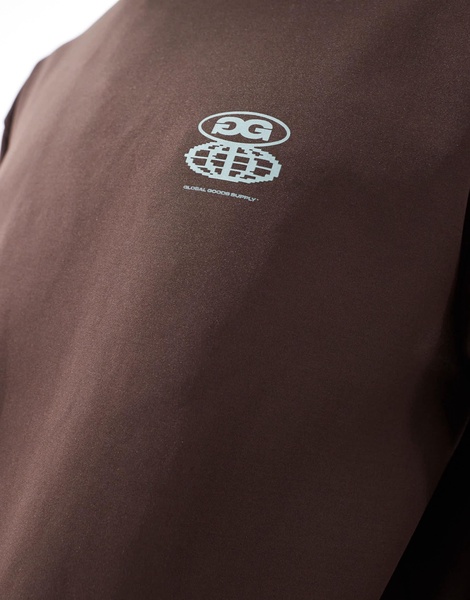 ASOS DESIGN oversized scuba sweatshirt with chest and back print in brown