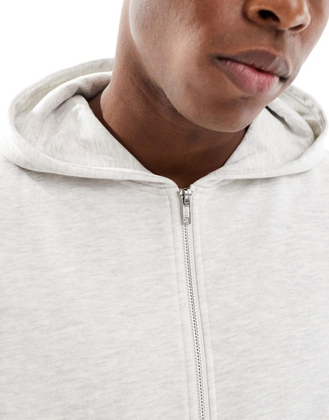 ASOS DESIGN essential extreme oversized zip through hoodie in white heather