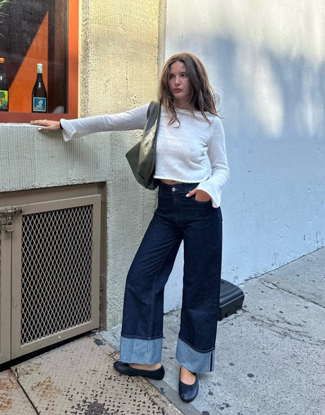 ASOS DESIGN cuffed jeans in rinse blue