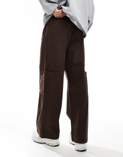 ADPT wide fit pull-on cargo pants in chocolate brown