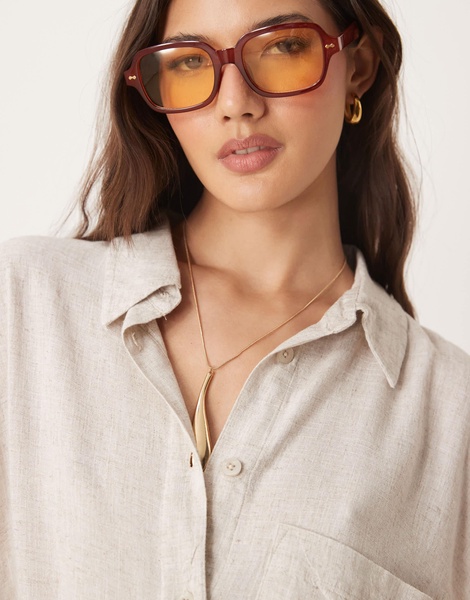 ASOS DESIGN Isabel mix & match linen blend oversized beach shirt in natural