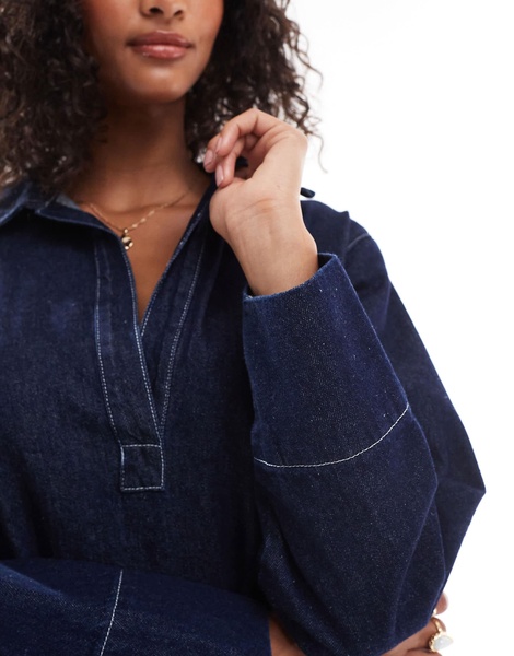 ASOS DESIGN denim rugby dress in indigo