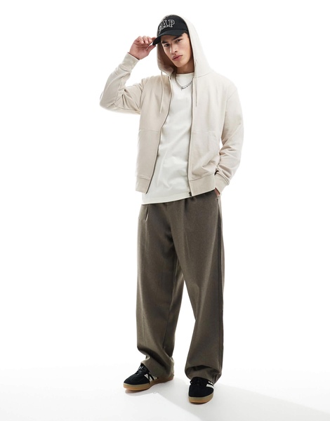 Jack & Jones super oversized zip hoodie in cream