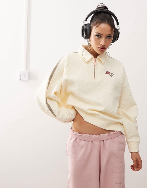 Aape By A Bathing Ape quarter-zip french fleece in ivory