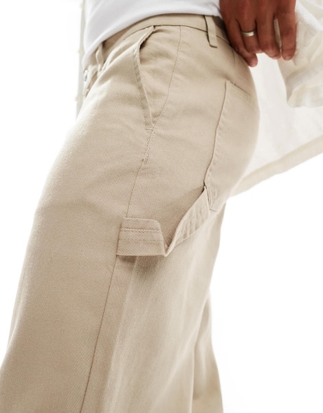 ADPT wide fit carpenter twill pants in beige