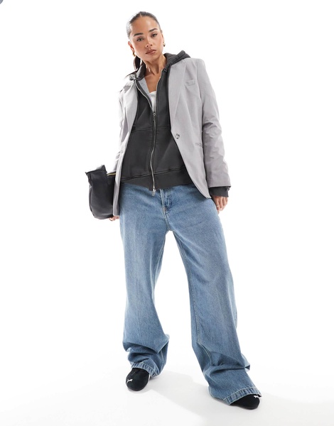 Bershka menswear inspired oversized blazer in light gray