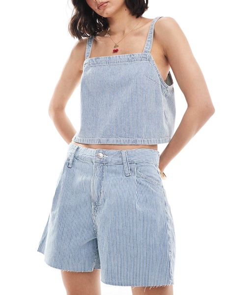 Mango pinstripe denim shorts in light blue - part of a set