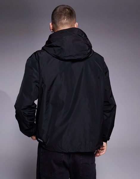 Armani Exchange hooded windbreaker jacket with logo in black
