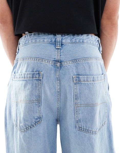 Bershka balloon fit jeans in vintage blue