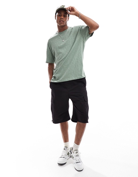 ASOS DESIGN relaxed t-shirt in green fabric with celestial back print