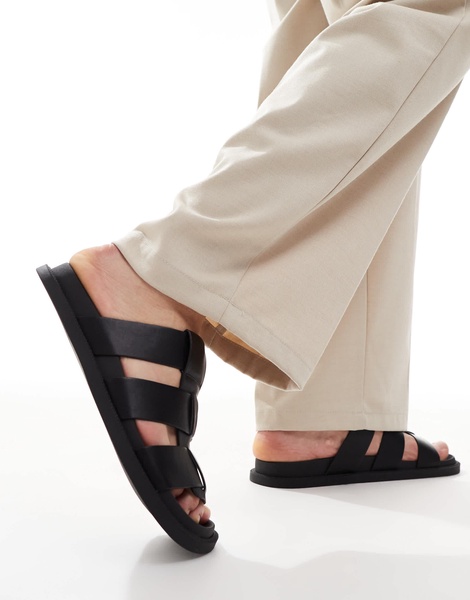 ASOS DESIGN classic strap sandals in black
