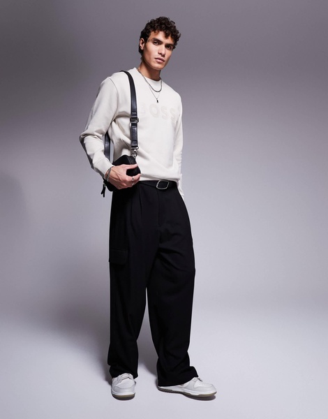 BOSS Green salbo sweatshirt in beige