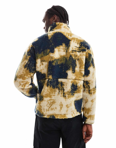 The North Face M66 extreme pile fleece quarter zip jacket in bleach dye print