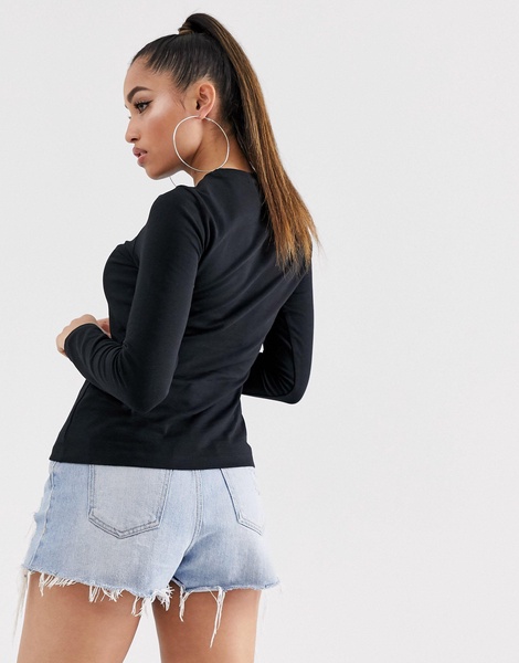 ASOS DESIGN Petite ultimate slim fit t-shirt with long sleeves in cotton in black - BLACK