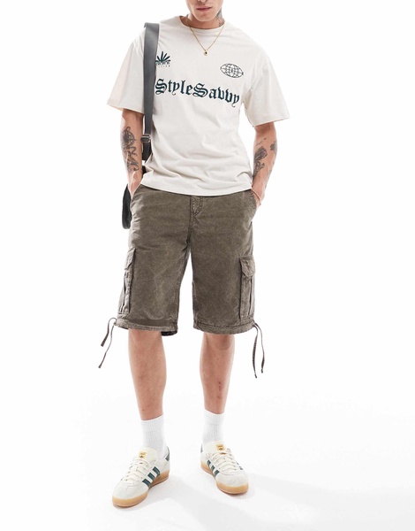 ADPT oversized t-shirt with football inspired chest print in cream