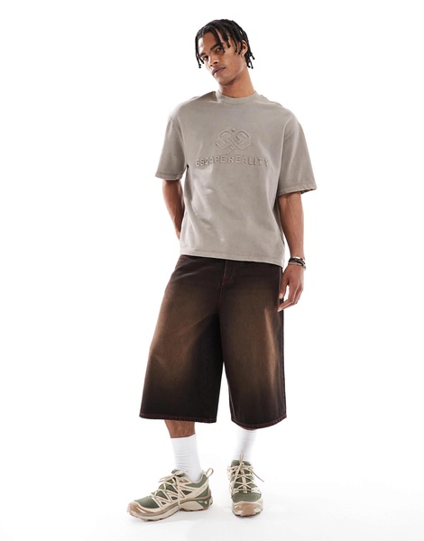 Bershka printed t-shirt in brown