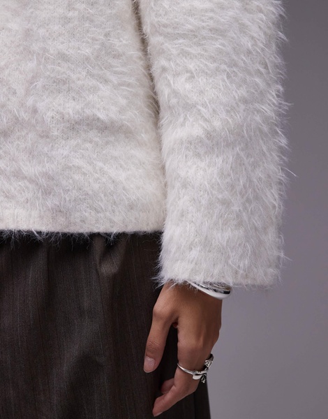 Topshop ultra fluffy oversized sweater in ivory