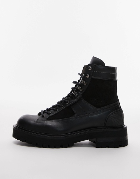 AllSaints Hank leather combat boots in black