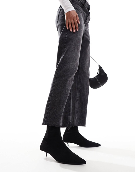 ASOS DESIGN Rhiannon extreme kitten heel sock boots in black