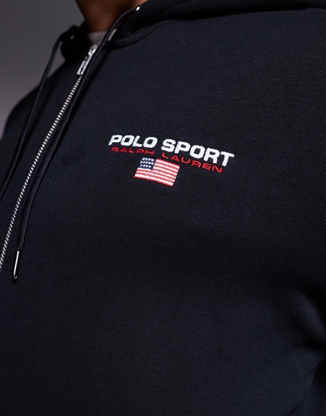 Polo Ralph Lauren Sports Capsule logo zip up hoodie in black