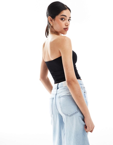 Bershka polyamide bandeau top in black