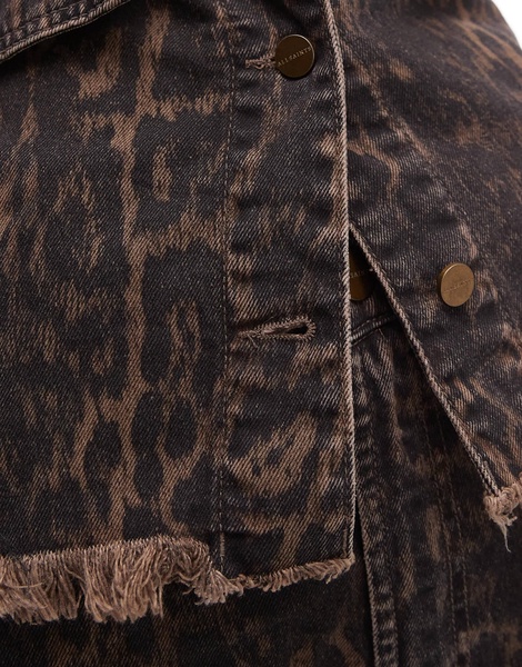 AllSaints Hettie denim shacket in leopard