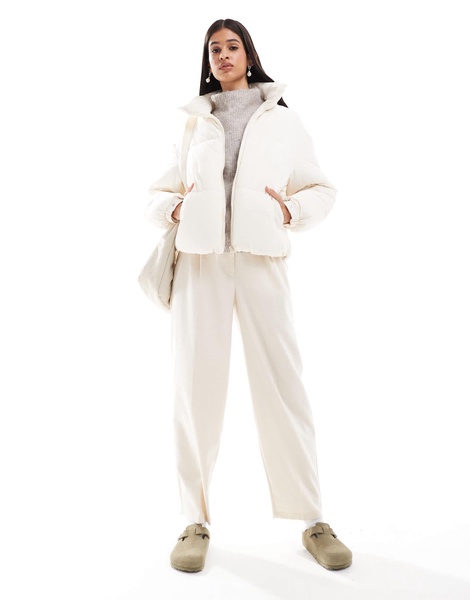 Bershka padded jacket in ecru