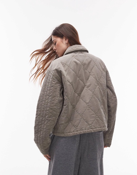 Topshop liner jacket with quilting in gray