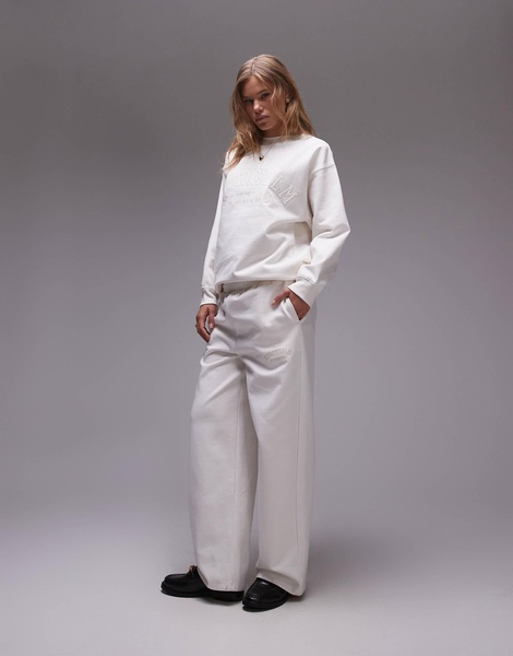 Topshop graphic Stockholm straight leg sweatpants in ecru - part of a set
