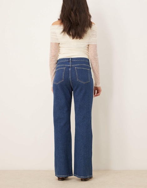 ASOS DESIGN stretch denim flared jeans with pocket detail in indigo