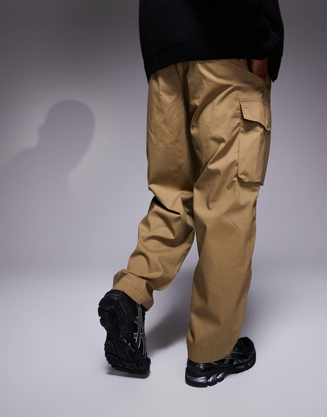 ADPT tapered balloon fit cargo pants in tan