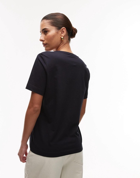 ARKET stretch jersey v-neck T-shirt in navy blue